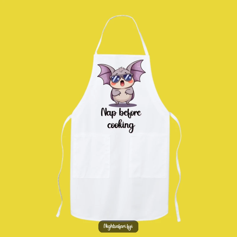 Funny Sleepy Bat Sunglasses Apron: Cook with Cool Calm!