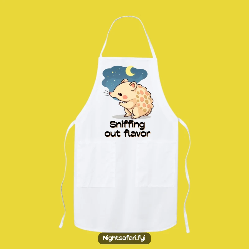 Funny Pangolin Apron: Curious Character Sniffing Night Air While Cooking