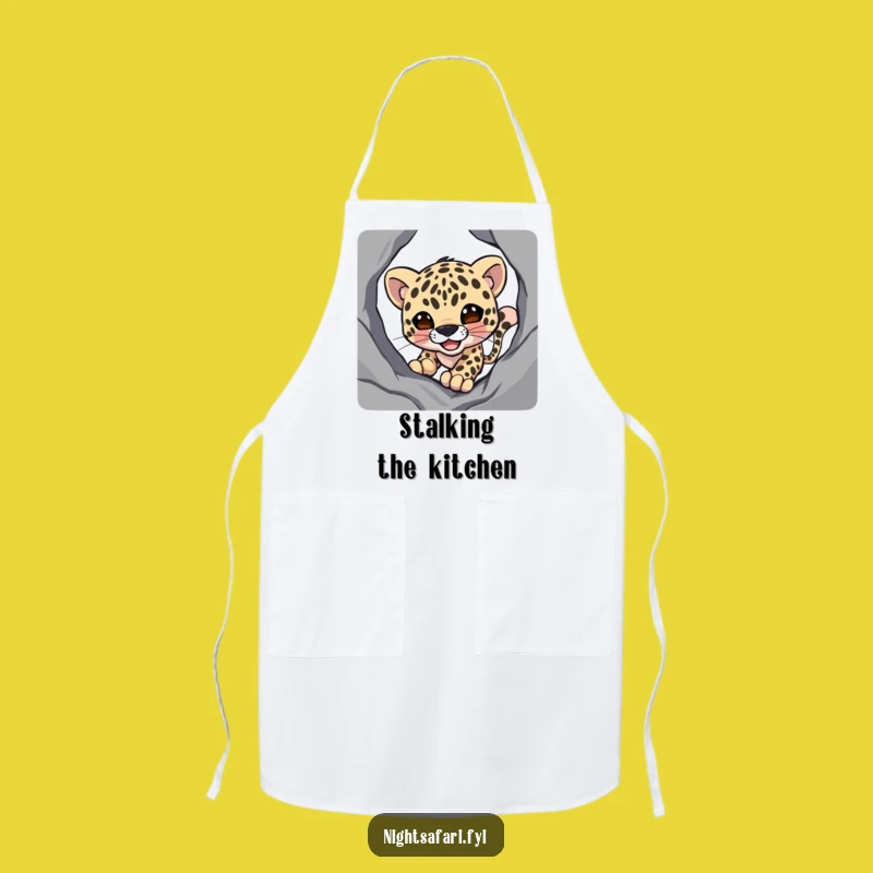 Funny Smiling Leopard Apron, Stealthy Shadow Stalker Kitchen Gift