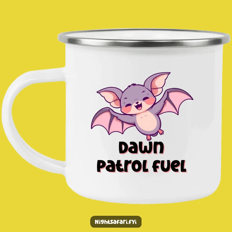 Funny Giggling Bat Camping Mug, Playful Loop-the-Loop Overhead Outdoor Gift