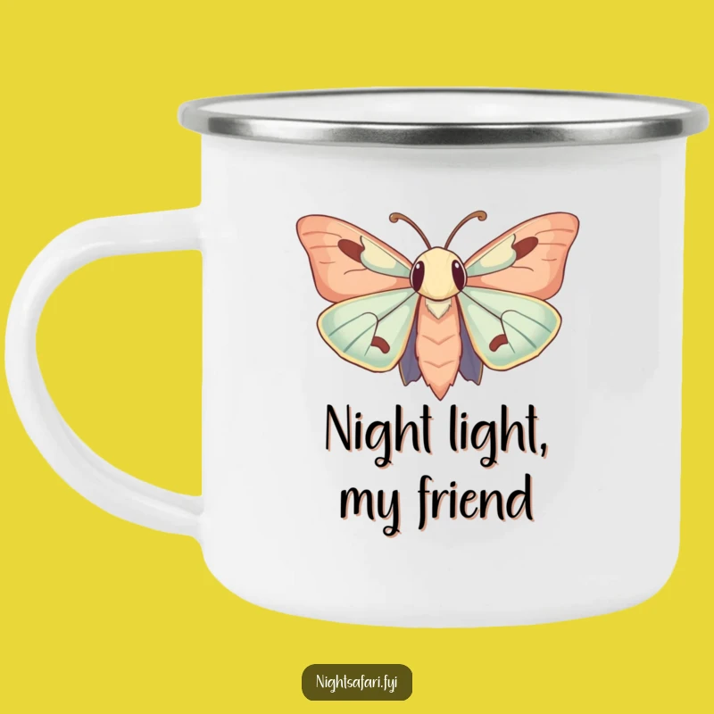Funny Curious Moth Camping Mug: Hilarious Light-Seeking Campfire Companion!