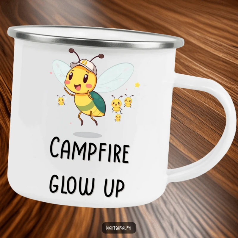 Funny Firefly Camping Mug: A firefly leads a parade, bringing humorous light to outdoor adventures.