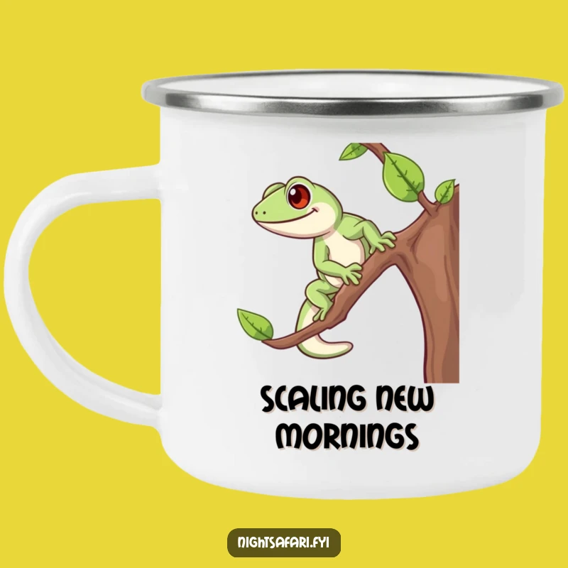 Funny Gecko Camping Mug: Cheerful & Durable Outdoor Adventure Cup