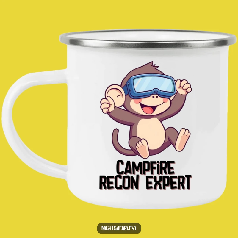 Funny Monkey Enamel Camping Mug: Playful Swinger for Nighttime Campfire Stories Gift