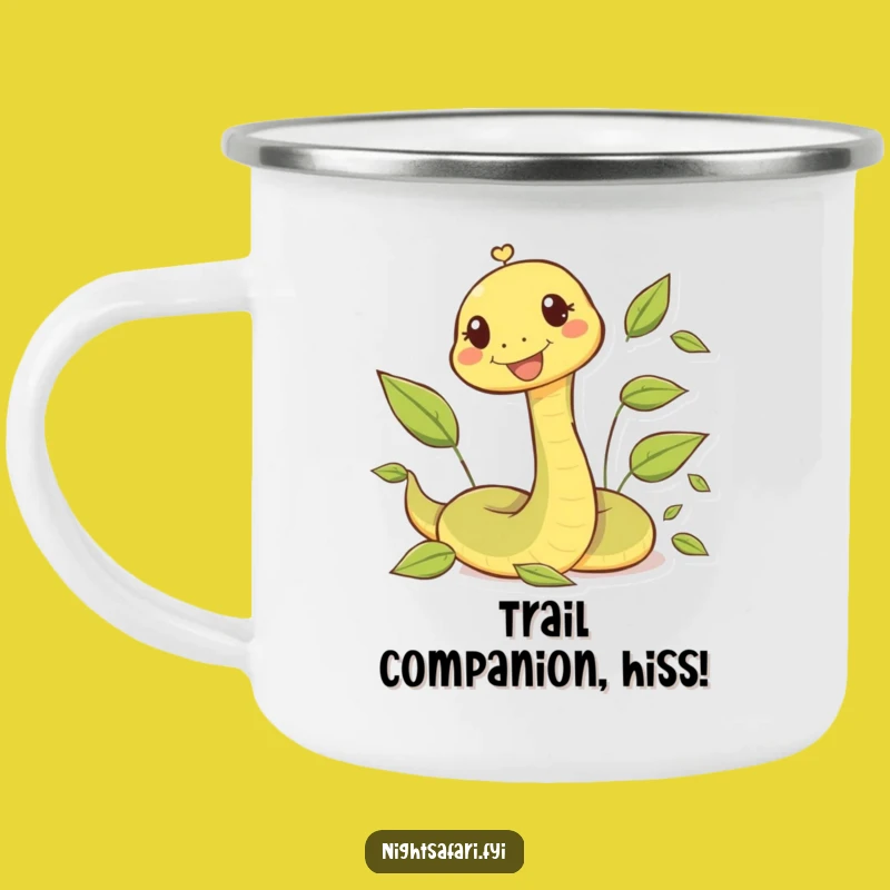 Funny Snake Camping Mug: Happy Character's Leafy Slither Adventure