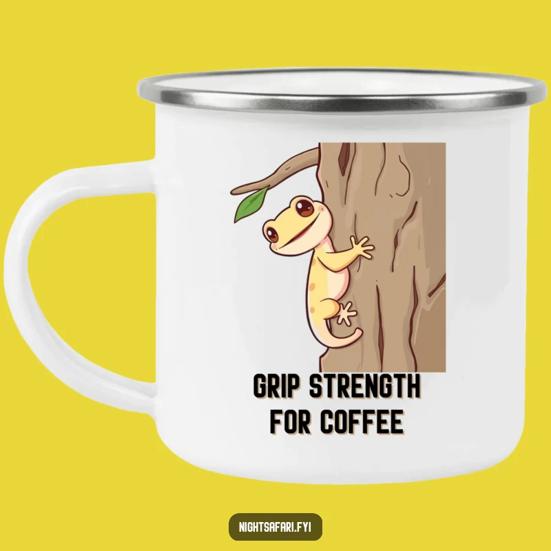 Funny Giggling Gecko Camping Mug Rugged Gift For Outdoor Laughs