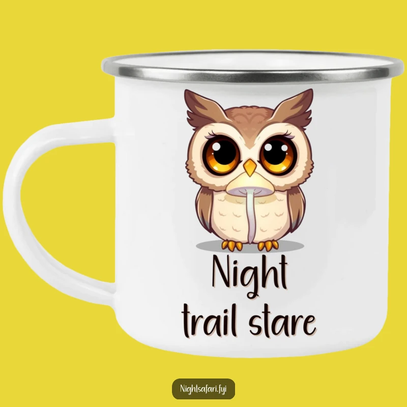 Funny Curious Owl Camping Mug - Night Forest Adventures, Magical Gift