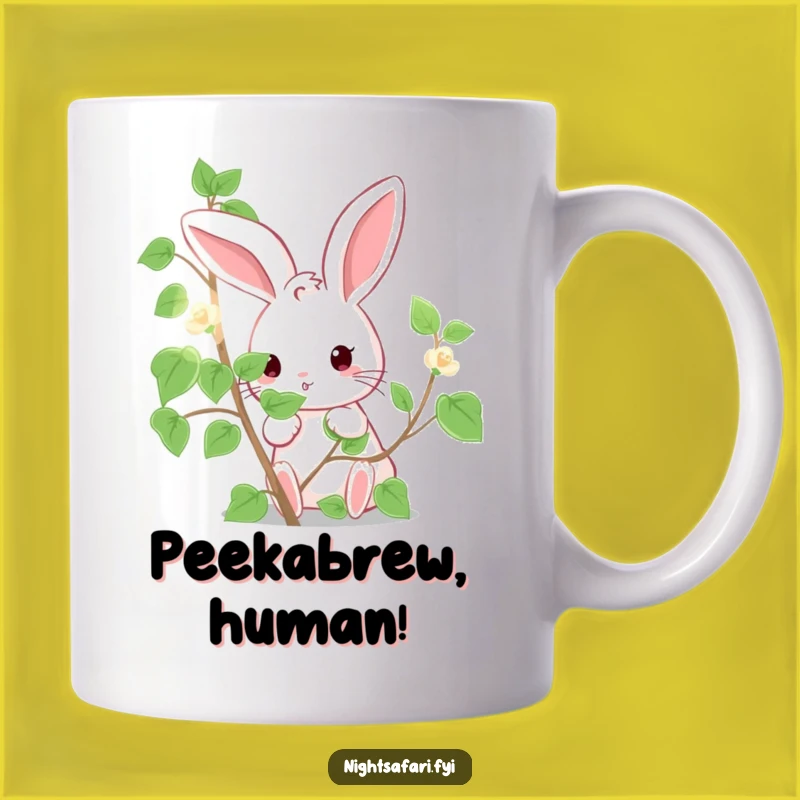 Funny Cute Bunny Mug: Peeking from Luminous Vine, a Hilarious Surprise Gift!