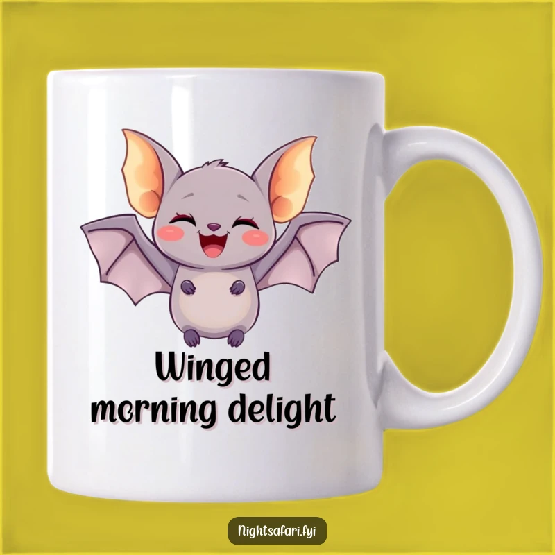 Funny Delighted Bat Mug - Glowing Wings Flutter Gift for Spooky Fun