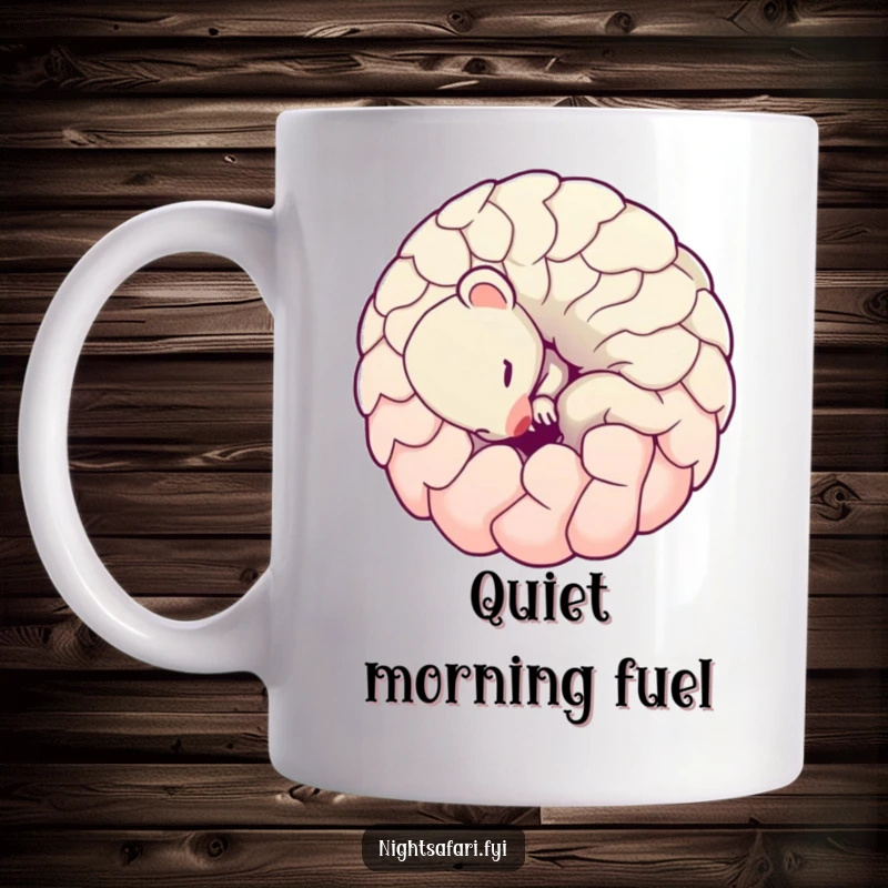 Funny Pangolin Mug: A shy pangolin curled into a playful ball, looking adorable and ready to protect itself with charm.