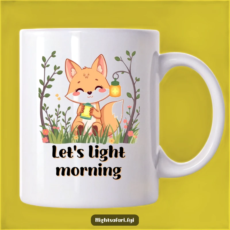 Funny Smiling Fox Lantern Mug - Playful Peek Gift for Night Owls