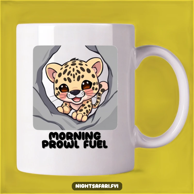 Funny Smiling Leopard Mug, Stealthy Shadow Stalker Gift for Humor Lovers