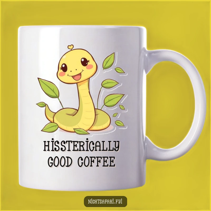 Funny Snake Mug Gift: Happy Character Slithering Playfully Through Leaves