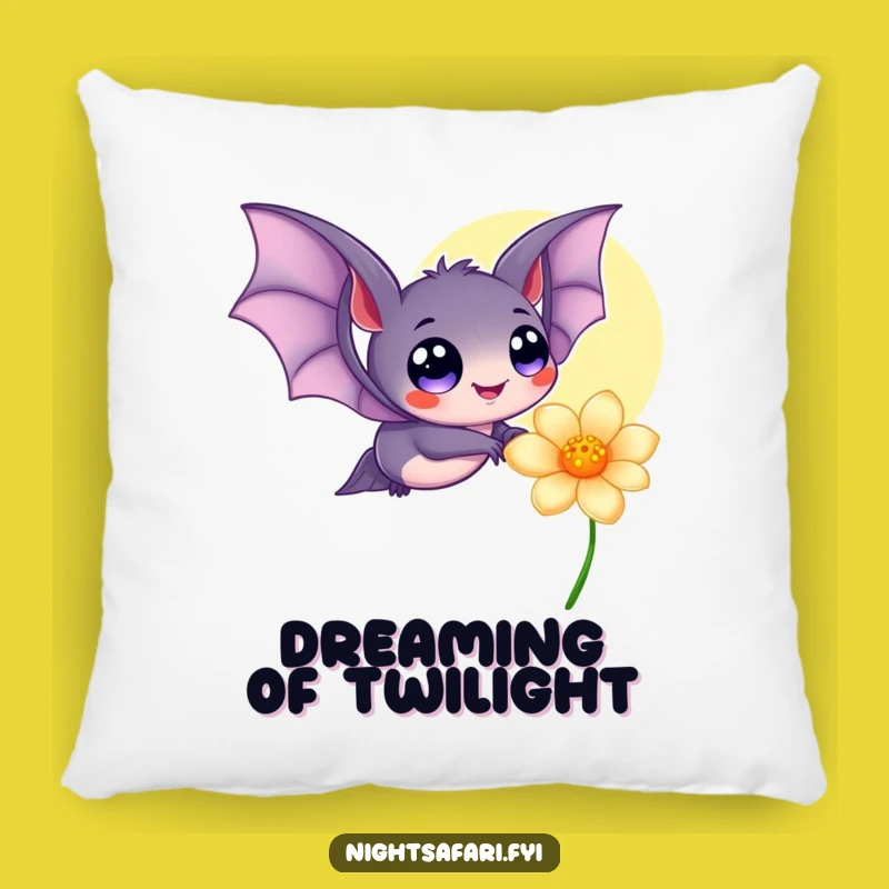 Funny Bat Pillow: Cozy Comfort with Happy Eyes & Glowing Flower Accent