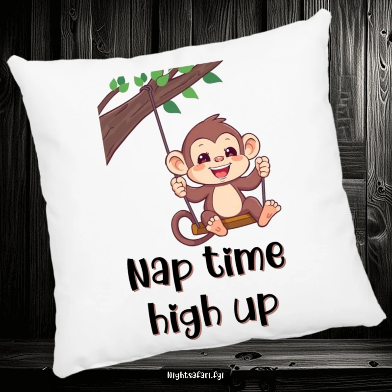 Funny Monkey Headlamp Pillow: A playful monkey wearing a headlamp swings, offering comfort and jungle adventure, a delightful funny gift.