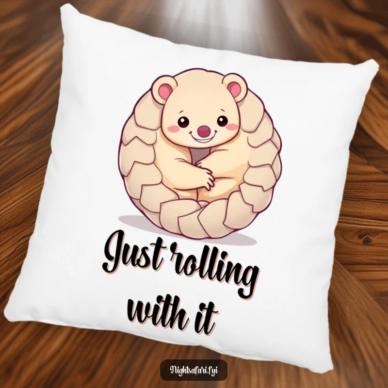 Funny Pangolin Pillow featuring a smiling pangolin curled into a soft, playful ball, providing comfort and humor.