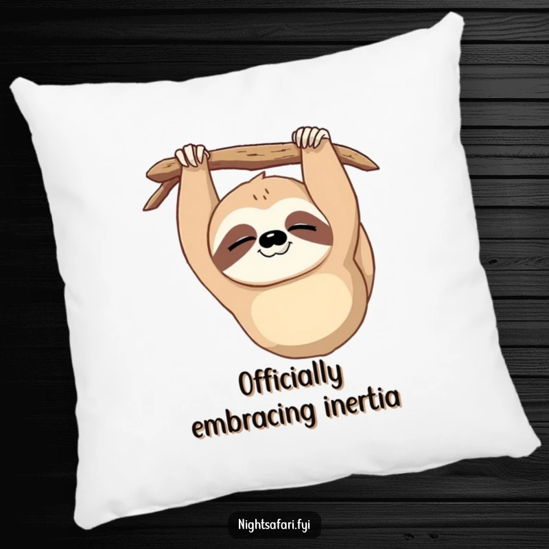 Funny Sloth Wink Pillow: A soft pillow with a sleepy sloth hanging upside down blinking, offering a funny gift of comfort.