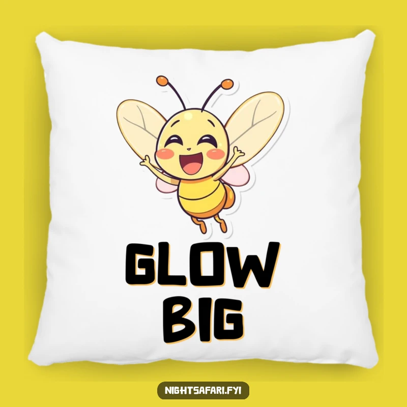 Funny Firefly Pillow: Glowing Joyful Lightbug Cushion, Perfect Humorous Gift