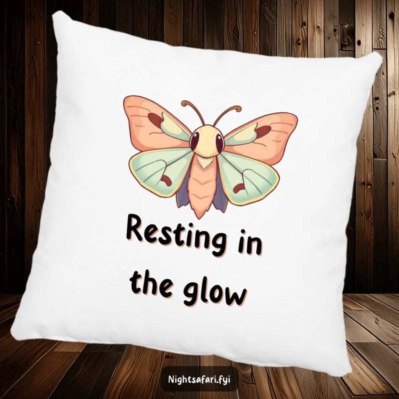 Funny Pillow: A soft pillow depicting a moth with large, curious antennae humorously drawn to a comforting light.