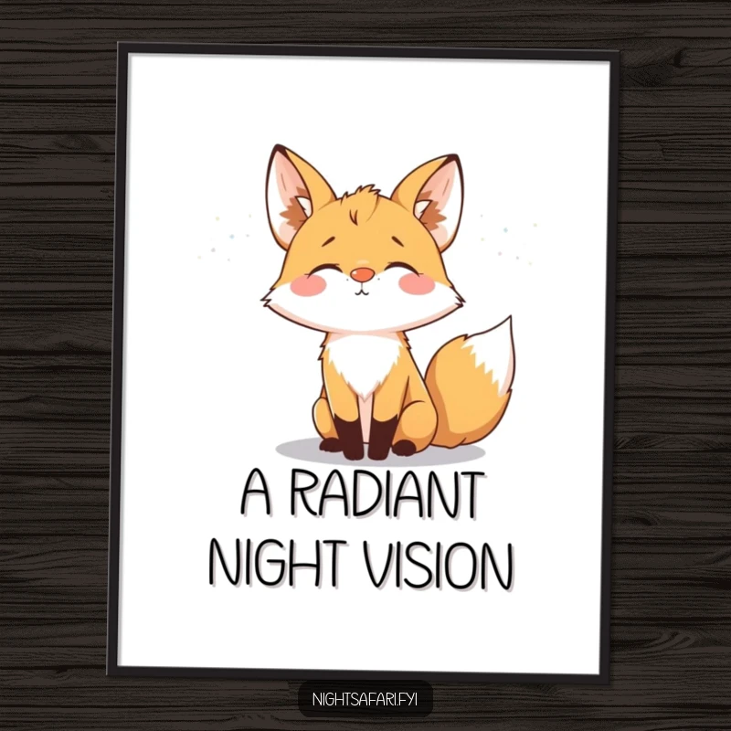 Funny fox artwork with a glowing nose sniffing the night air, perfect for digital download and magical decor.