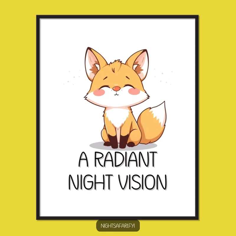 Funny Fox Glowing Nose Digital Art: Nocturnal Magic, Instant Funny Gift