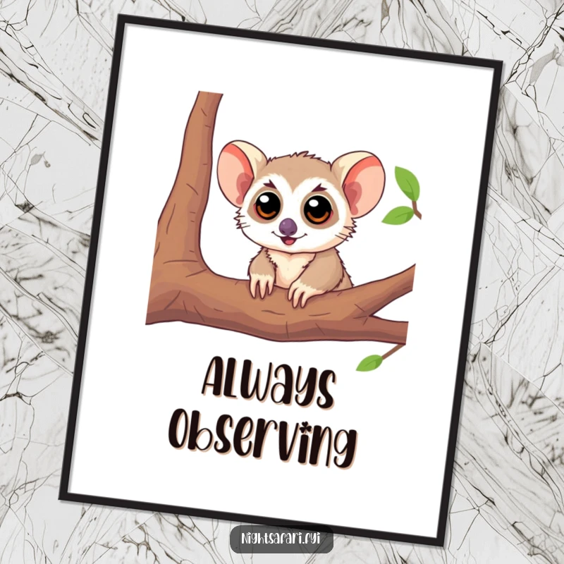 Funny Tarsier Large Eyes Digital Art Print of a playful tarsier peeking with big eyes, ready for instant download.