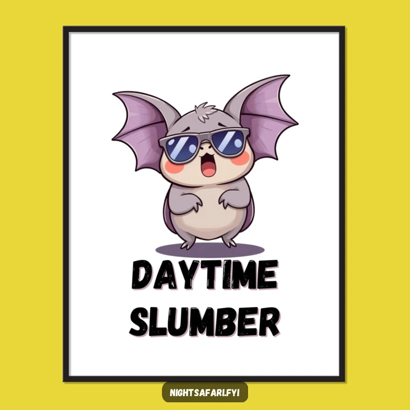Funny Sleepy Bat Sunglasses Digital Art: Hang Your Chill Vibes!