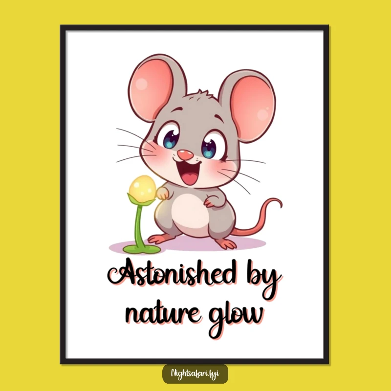 Funny Astonished Mouse Digital Art: Hilarious Glowing Plant Graphic for Instant Joy!