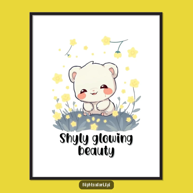 Funny Giggling Shy Creature Digital Art - Firefly Glow Print Gift