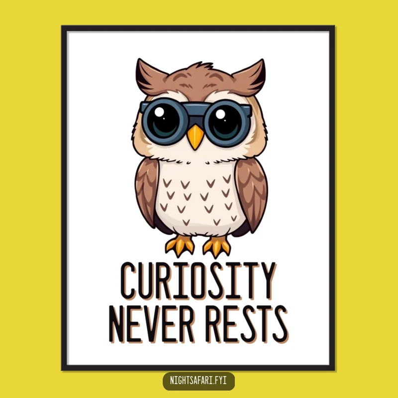 Funny Owl Digital Art: Curious Peering - Instant Funny Gift