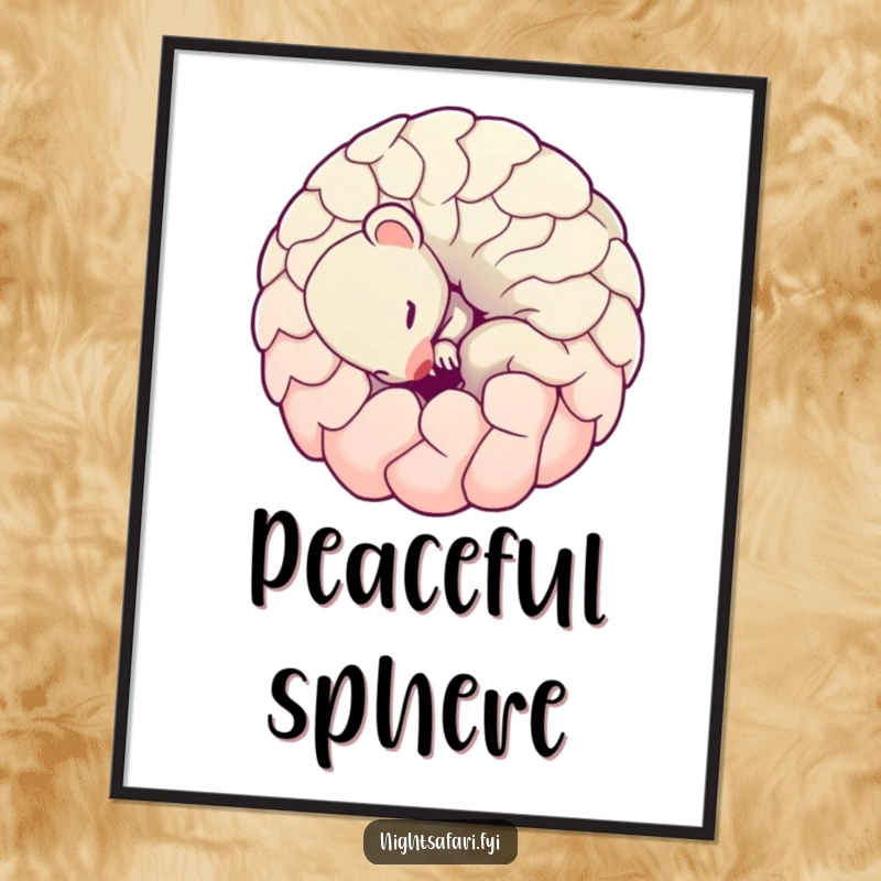 Funny Pangolin Digital Art Print: A shy pangolin curled into a playful ball, rendered for instant unique and charming decor.