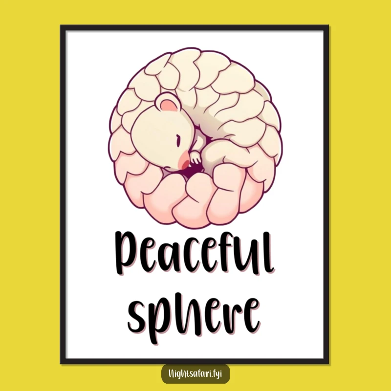 Funny Pangolin Digital Art: Shy Ball Character Print, Instant Humorous Gift Download