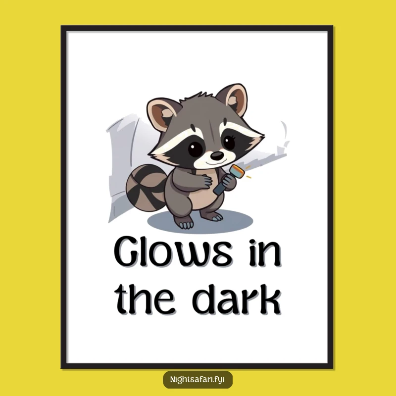 Funny Raccoon Digital Art: Curious Night Scene, Instant Funny Gift