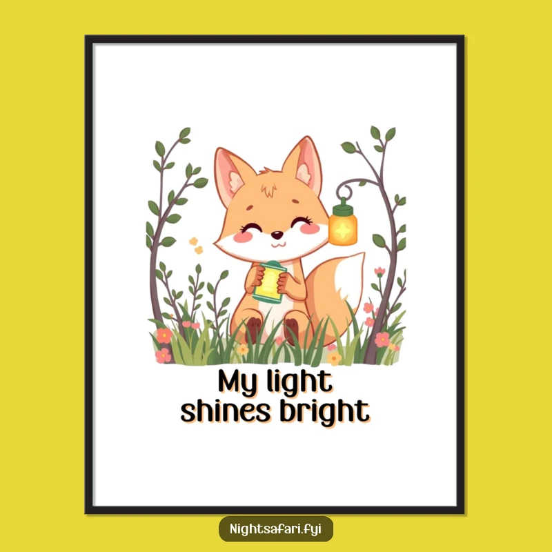 Funny Smiling Fox Lantern Digital Art - Playful Peek Print Gift