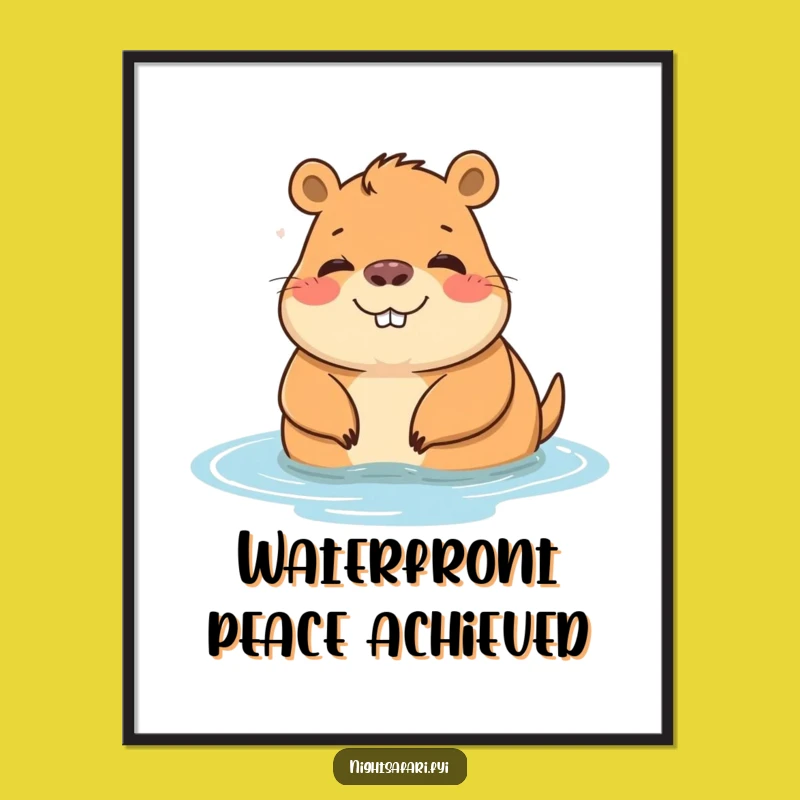 Instant Funny Capybara Download: Relaxing Water Scene Art