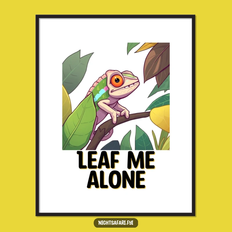 Funny Chameleon Digital Print: Determined Camouflage Wall Art Gift