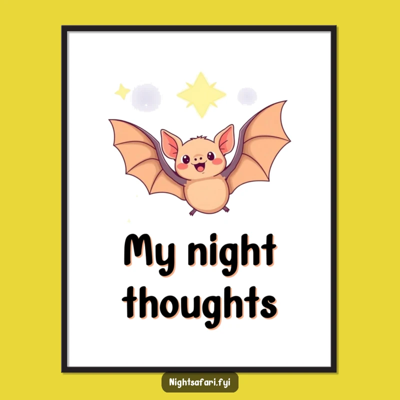 Funny Fruit Bat Digital Print: Starry Night Art for Instant Magic