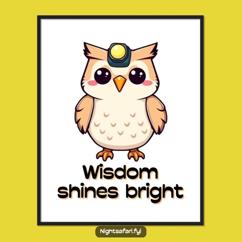 Funny Owl Headlamp Digital Art: Instant Hooting Delight for Your Walls