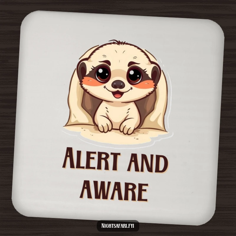 Funny Meerkat Drink Coasters showcasing a cheerful meerkat peeking from a burrow, adding a playful touch while protecting furniture.