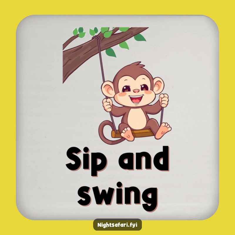 Funny Monkey Headlamp Coaster: Protect Surfaces With Playful Jungle Style Gift
