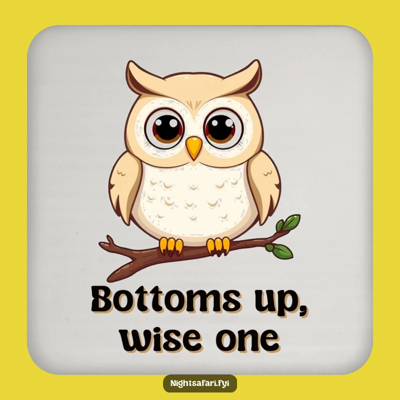 Funny Owl Coaster - Wide-Eyed Perched Bird Drink Protector, Unique Funny Gift