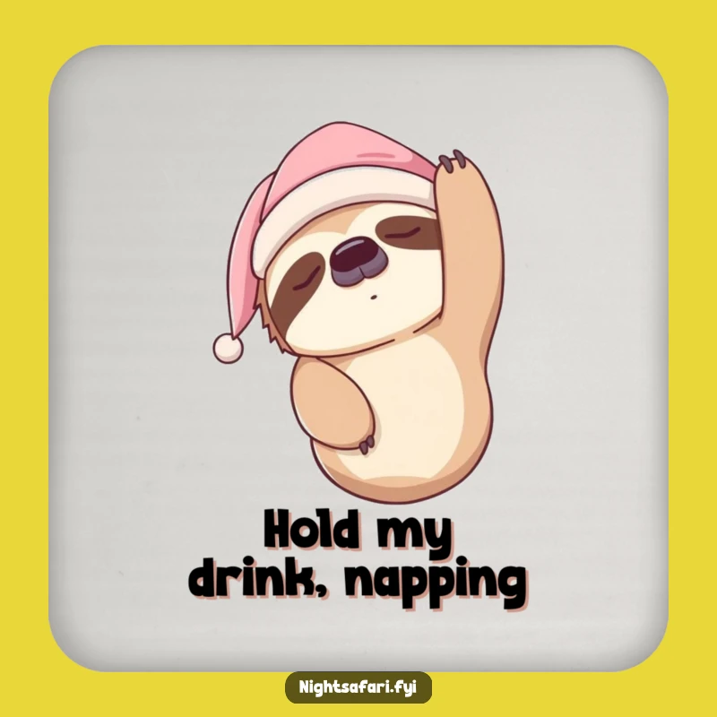 Funny Sleepy Sloth Nightcap Drink Coaster: Protect Surfaces with Ease
