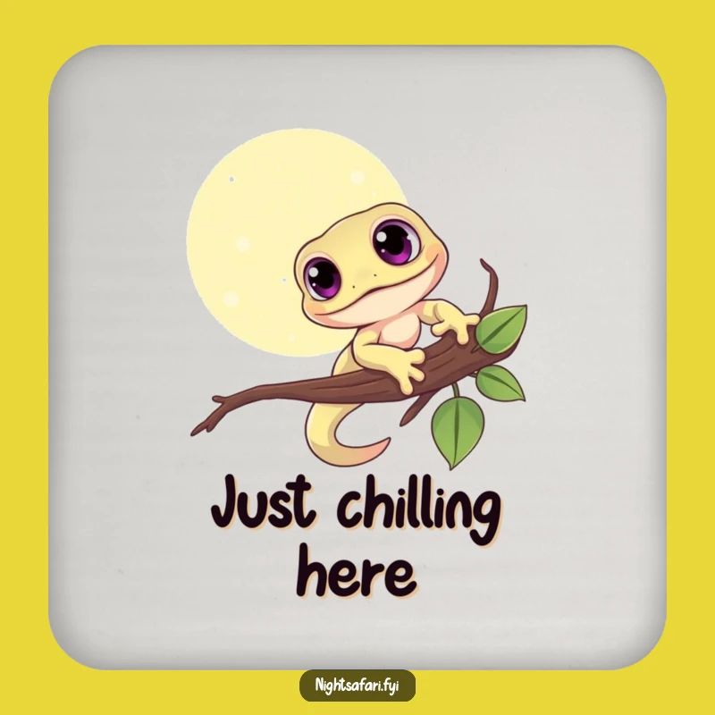 Funny Gecko Coasters - Moonlit Protection, Perfect Funny Gift Set