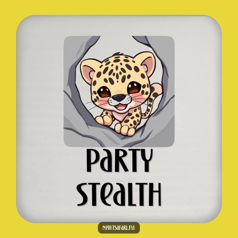 Funny Smiling Leopard Coaster, Stealthy Shadow Stalker Drink Protector