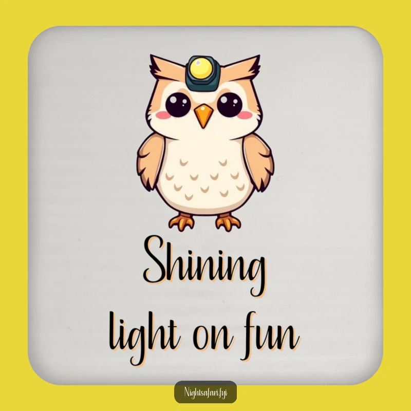 Funny Owl Headlamp Drink Coaster: Protect Surfaces with Hooting Delight