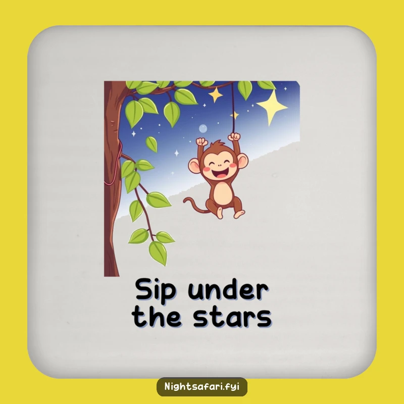 Funny Monkey Starry Swing Coaster - Protect Surfaces with Adventure!
