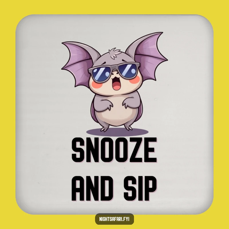 Funny Sleepy Bat Sunglasses Coaster: Protect Surfaces with Cool!