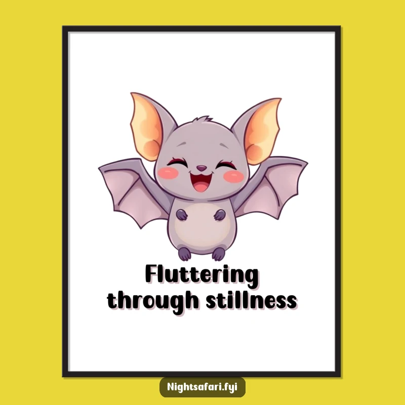 Funny Delighted Bat Poster - Glowing Wings Flutter Wall Art Gift