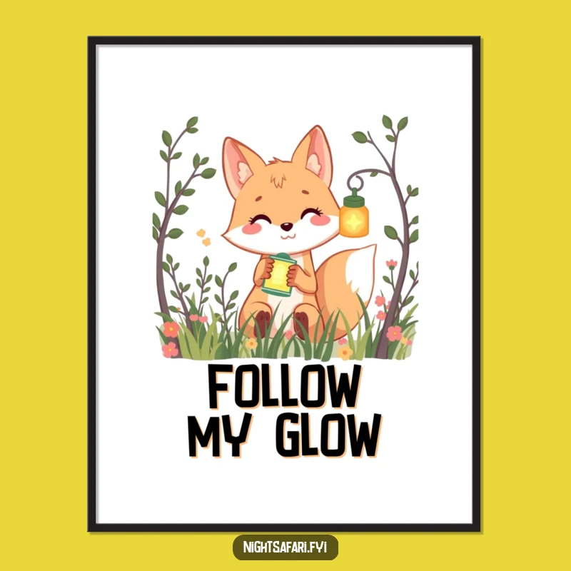 Funny Smiling Fox Lantern Poster - Playful Peek Wall Art Gift