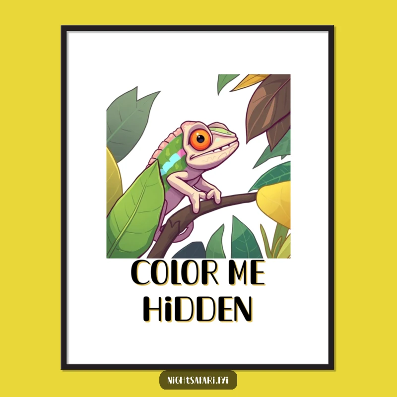 Funny Chameleon Poster: Determined Camouflage Art Print Gift